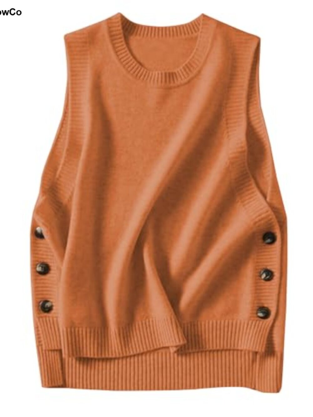 Women's Ribbed Knit Sweater Vest Sleeveless Button Up Pullover